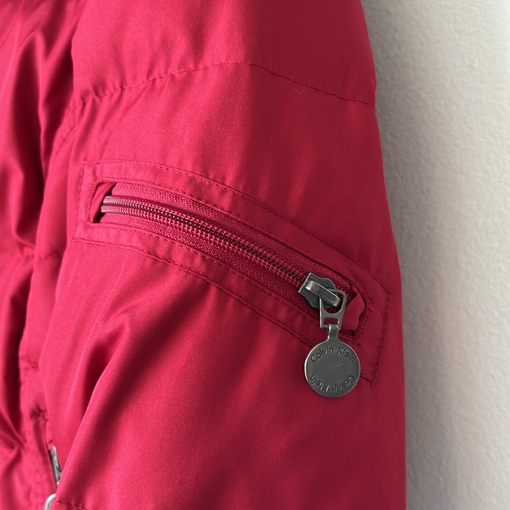 Calvin Klein Womens Full Zip Duck Down Red Puffer Coat Jacket PS - Picture 3 of 15